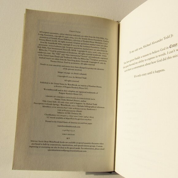 Crazy Faith: It's Only Crazy Until It Happens Hardcover Book By Michael Todd - Picture 8 of 10